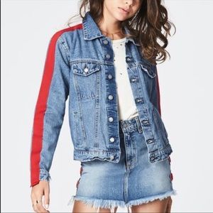 LF Carmar denim jacket with red stripe sleeve